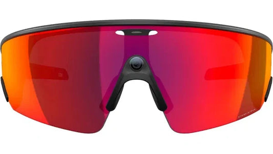 Sunglasses with red and orange lenses on a white background